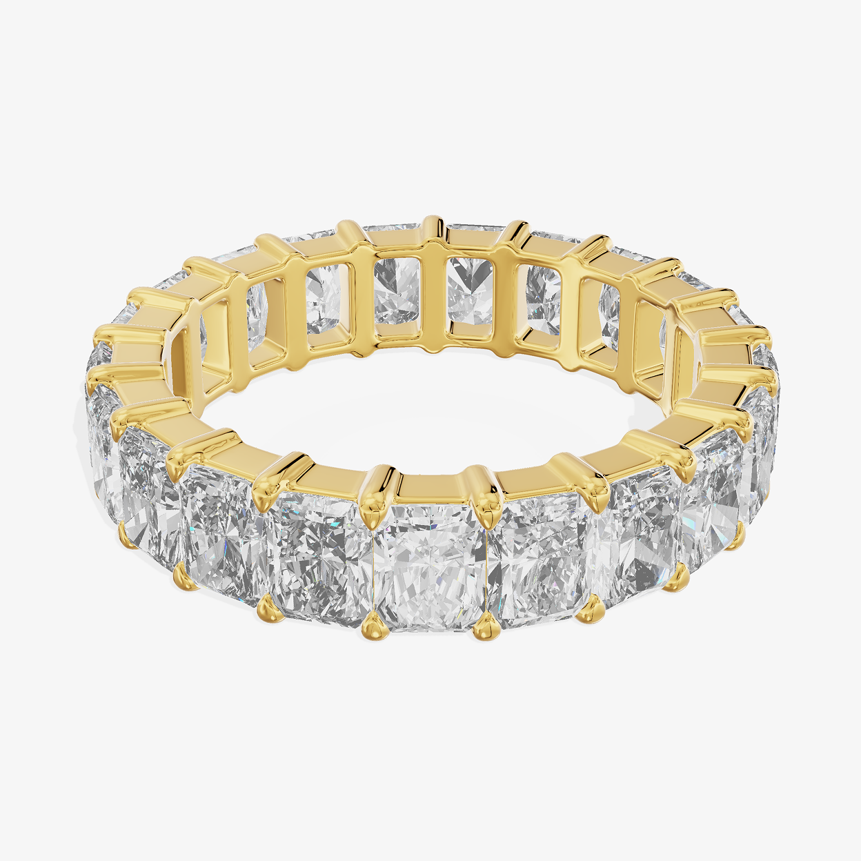18K Yellow Gold 4.27 Carat 20-Stone Radiant Cut Lab-Grown Diamond Band Ring