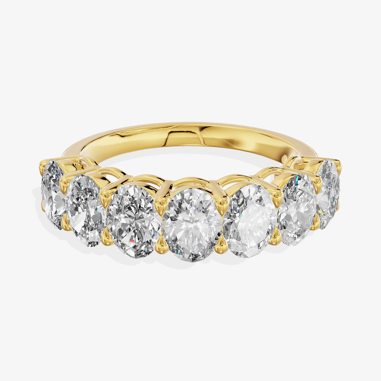 18K White Gold 5.74 Carat Oval Cut Lab-Grown Diamond Eternity Ring
