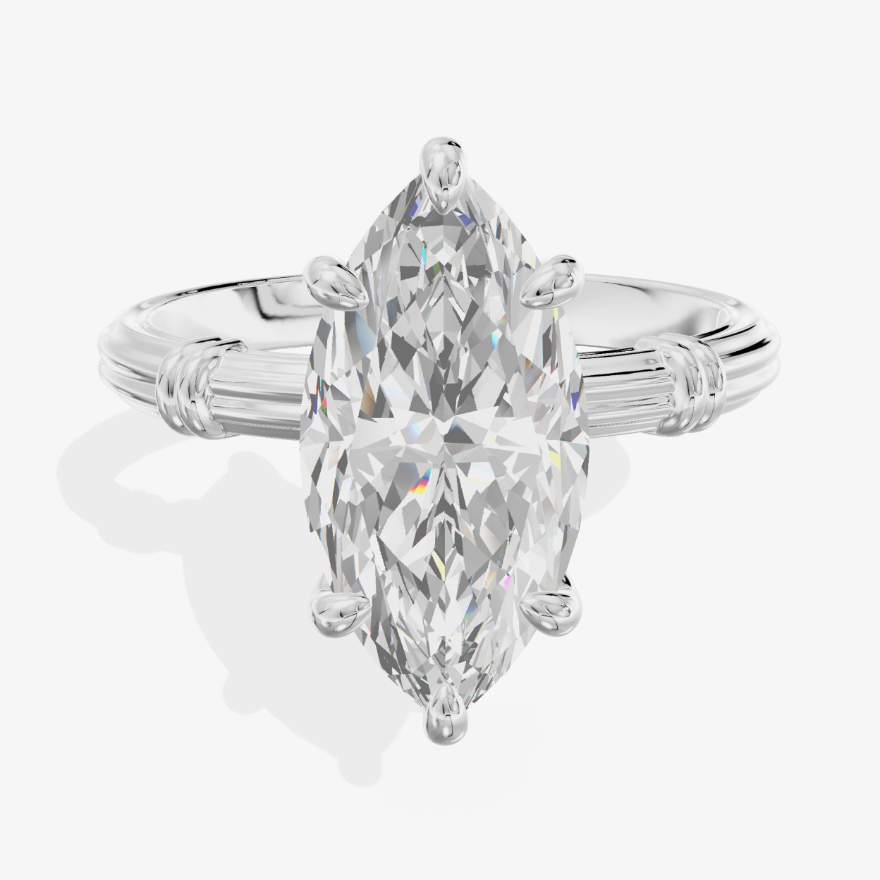 18K White Gold 3.15 Carat Marquise Cut Lab-Grown Diamond D-E VVS Solitaire Ring