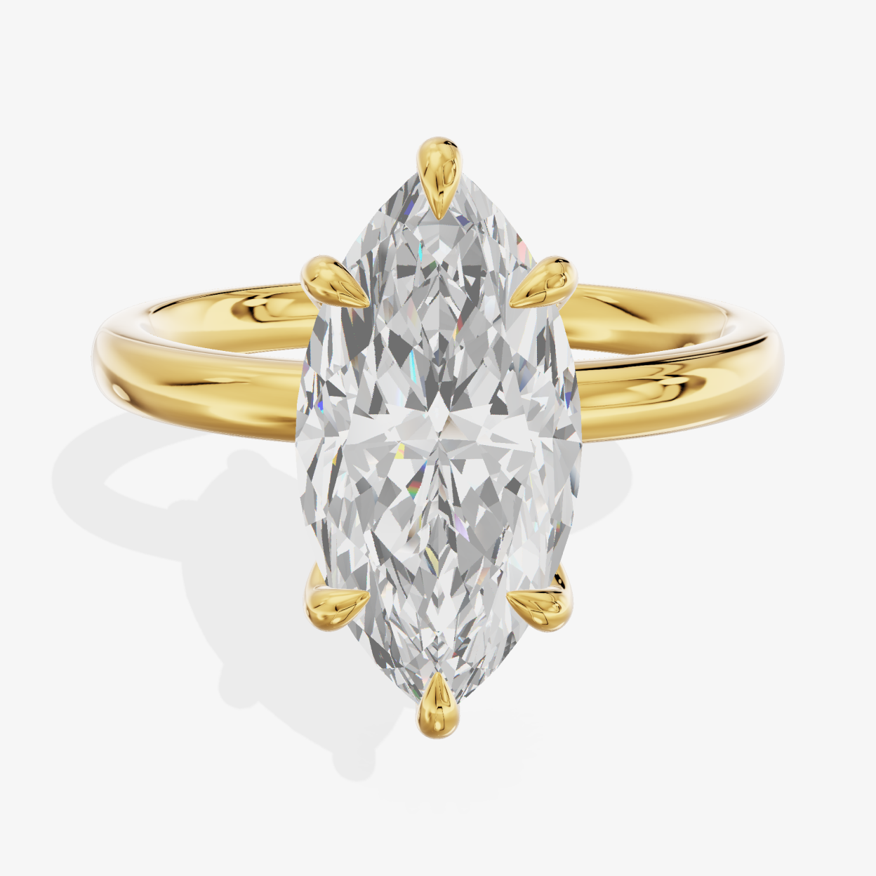 18K Yellow Gold 3.08 Carat Marquise Cut Lab-Grown Diamond E VVS2 Solitaire Ring