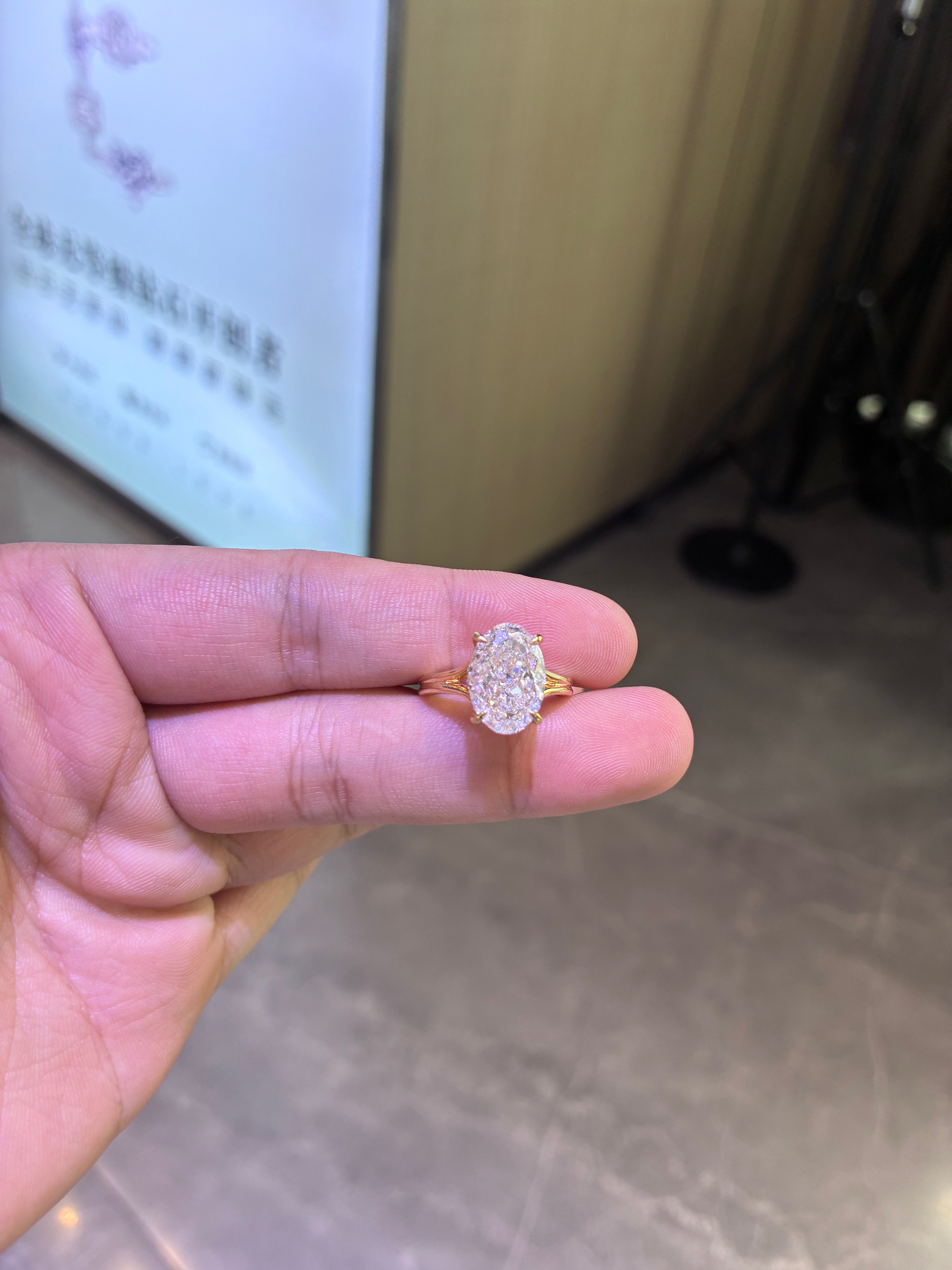 Deposit For AmberPiilani 14k yellow gold ring with 4ct oval diamond