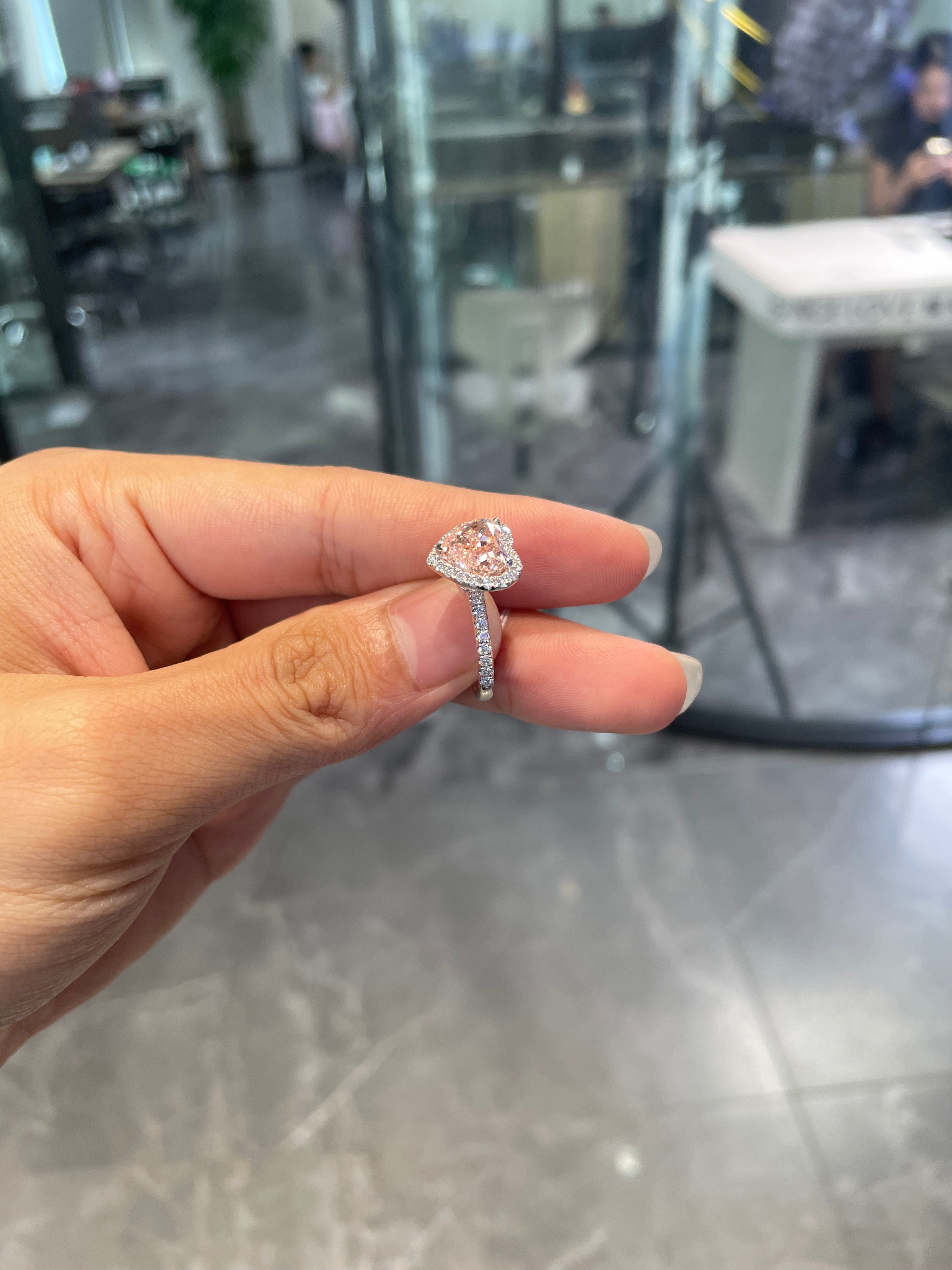 Deposit For Sara Nicole 14k white gold ring with 3ct pink heart shape diamond