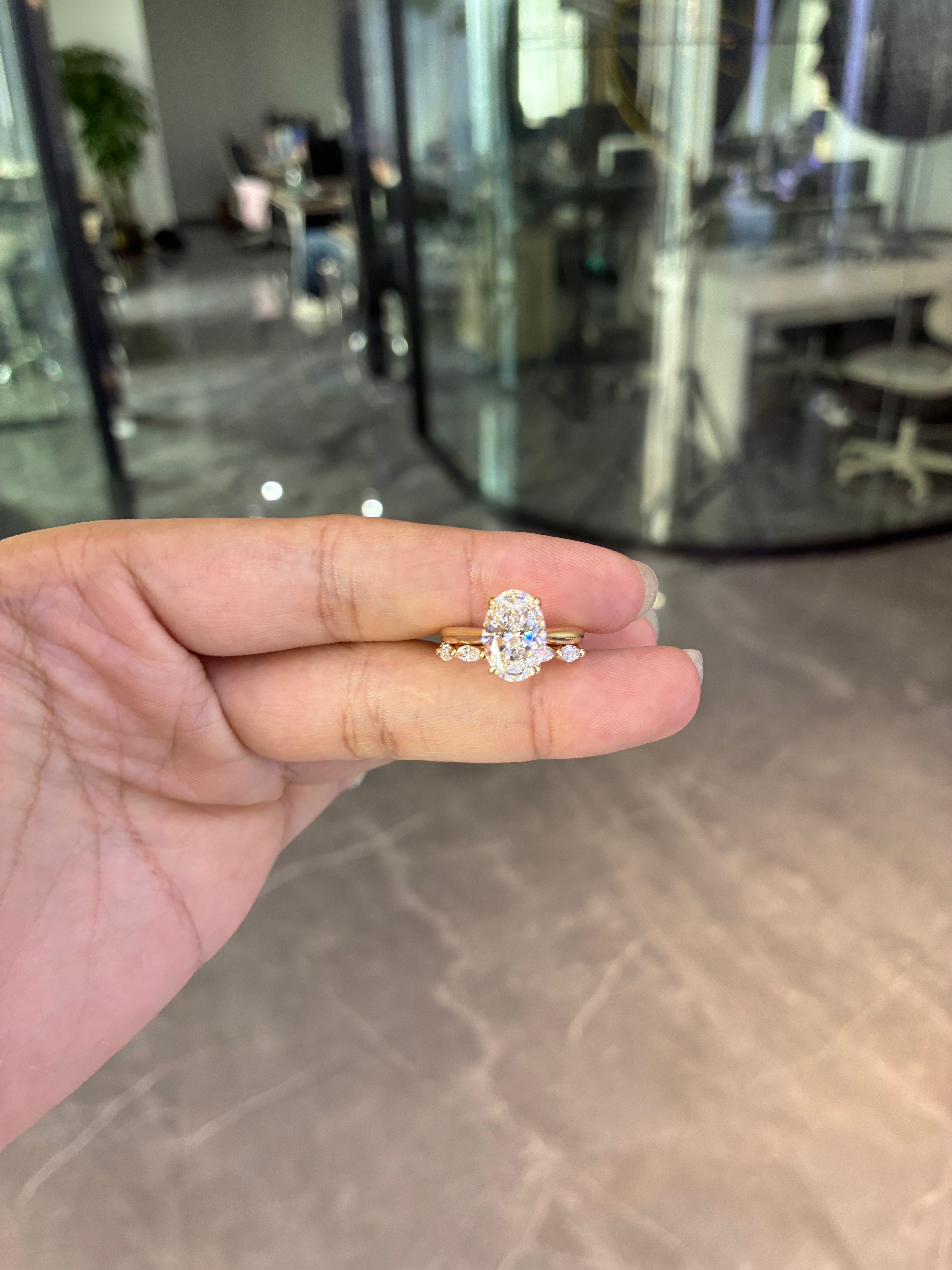 Remaining balance For Aileen 14k rose gold ring with 3ct oval diamond And 14k rose gold band