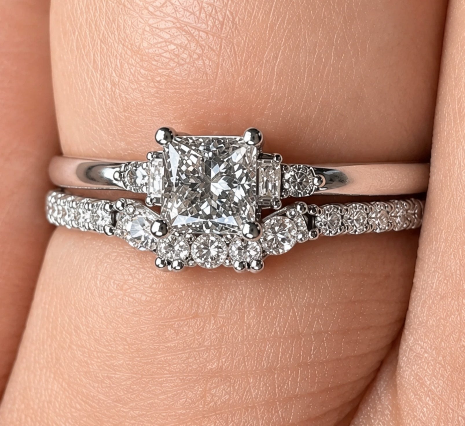 Deposit for Rebecca D 14k white gold, around 0.6ct, around 2.8g, small round curve band, size 9