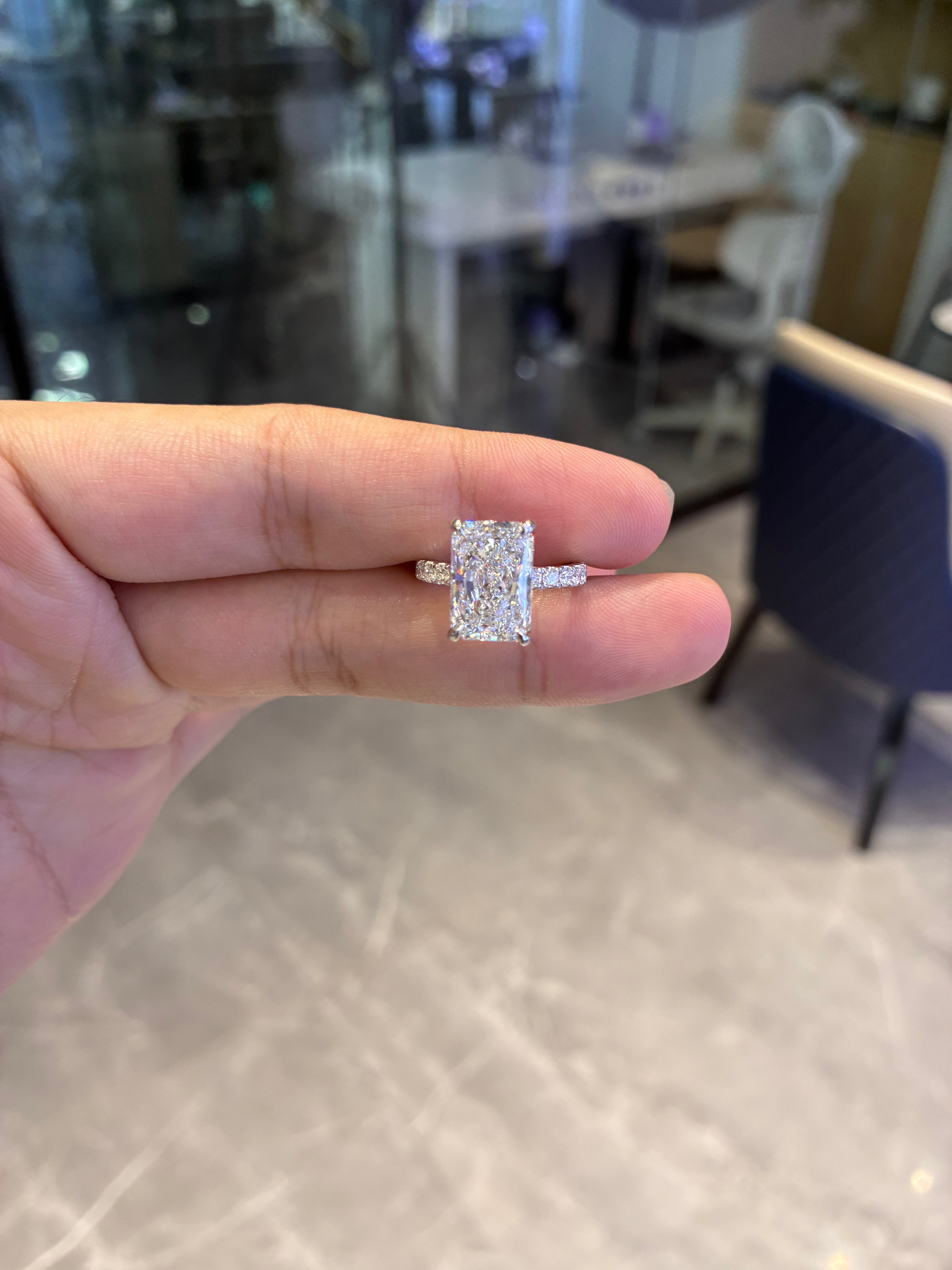 Deposit For Diamond 14k white gold 5ct radiant diamond ring