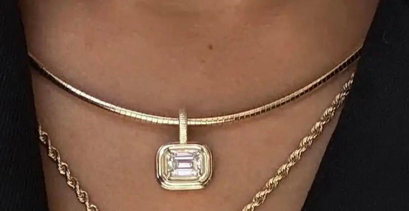 Deposit for Raquel Bosak 18k yellow gold Omega Chain, 1.3mm, 16", around 4.5g gold weight+ 1ct emerald bezel open clasp, E/VVS2