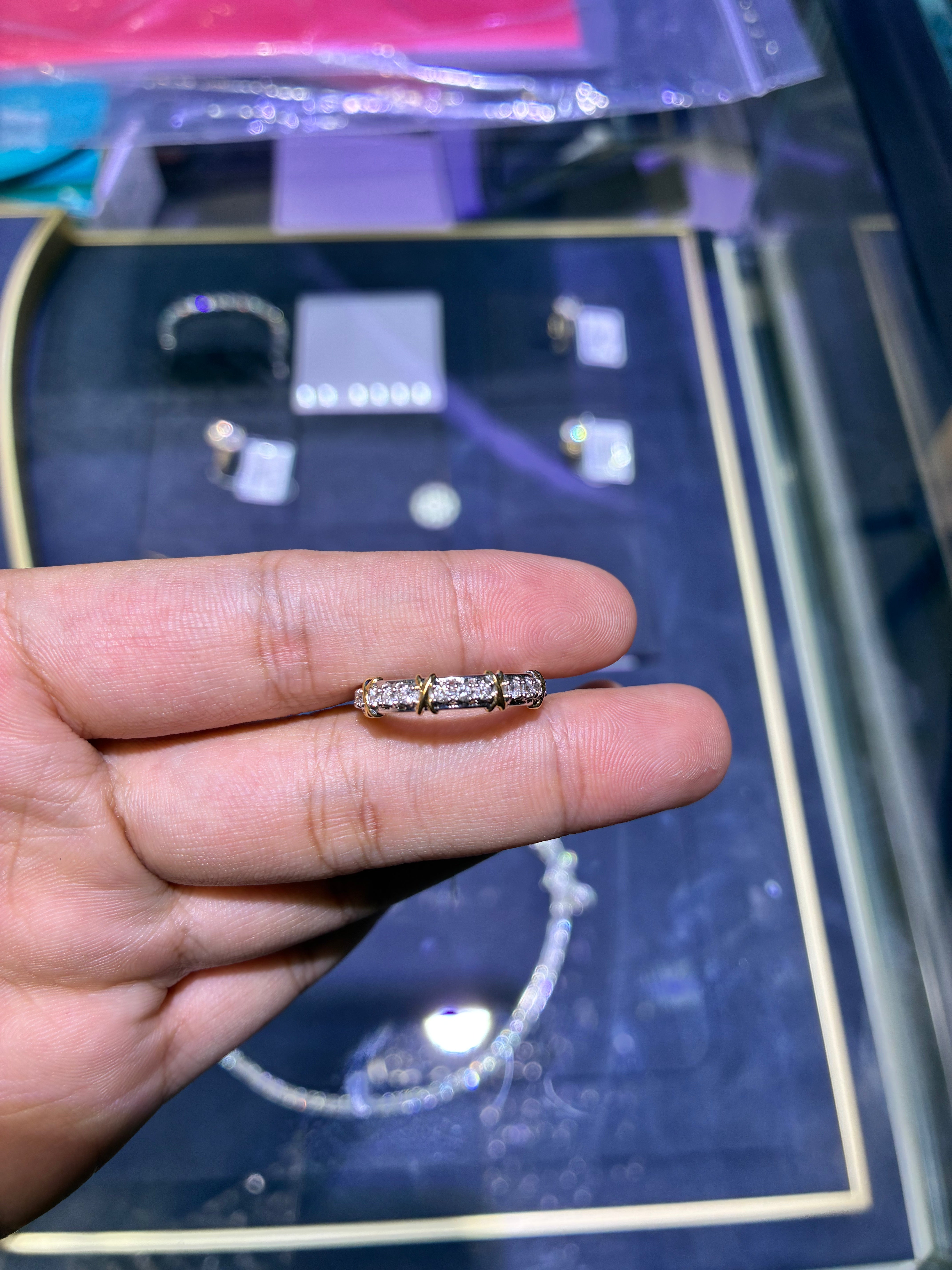 For Fatima 18k white and yellow gold band
