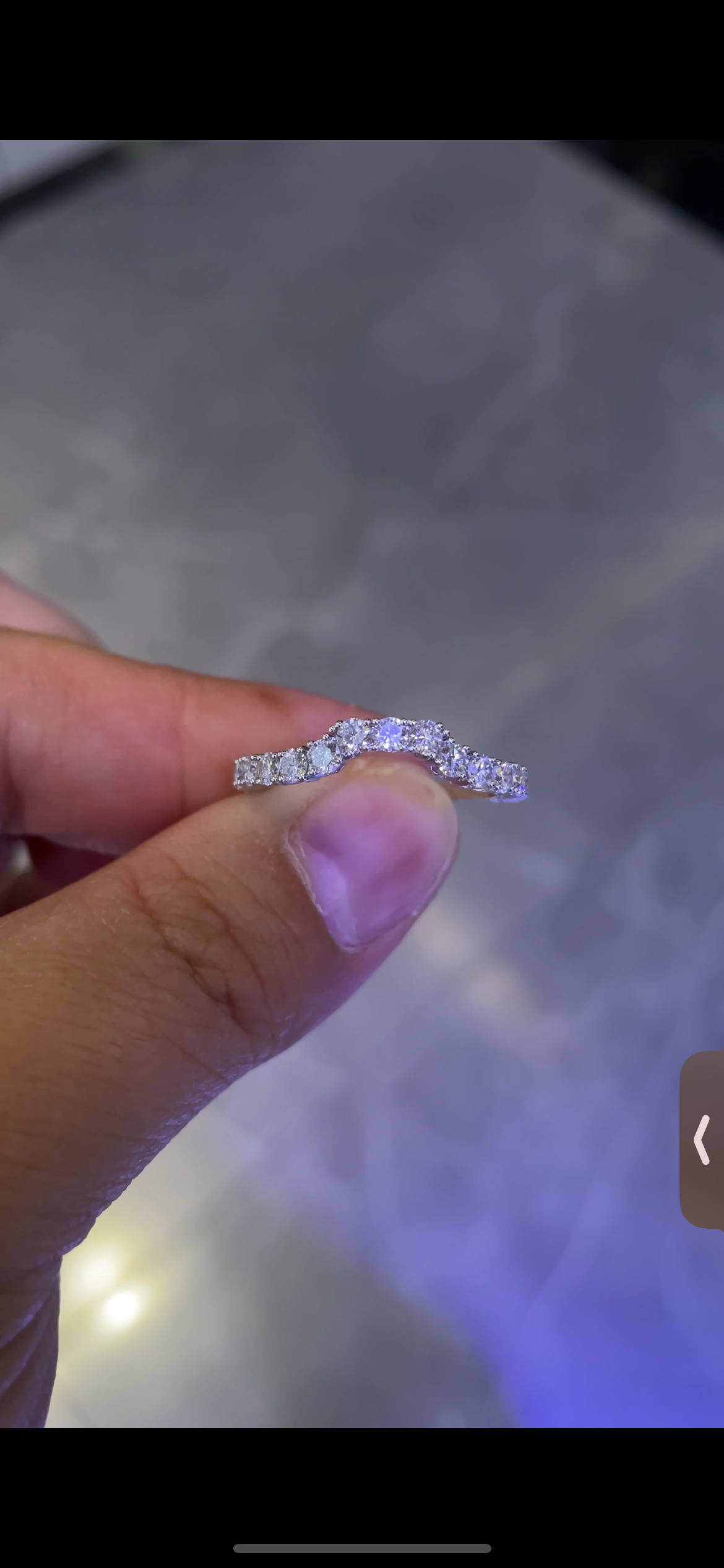Remaining balance for Rebecca D 14k white gold, around 0.6ct, around 2.8g, small round curve band, size 9