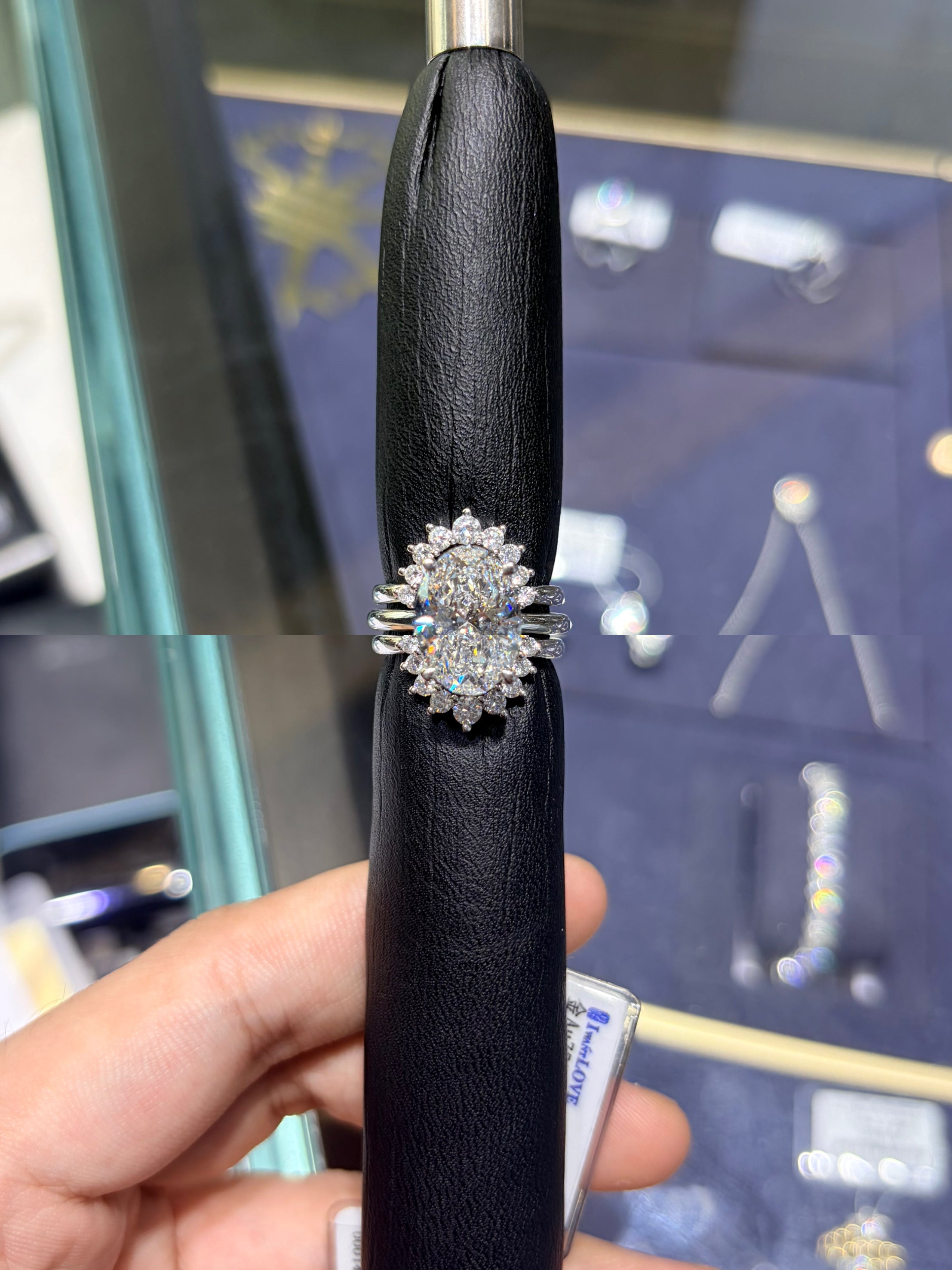 For Cecil platinum ring with D vs1 5.2ct main Oval diamond And Two platinum V shape band