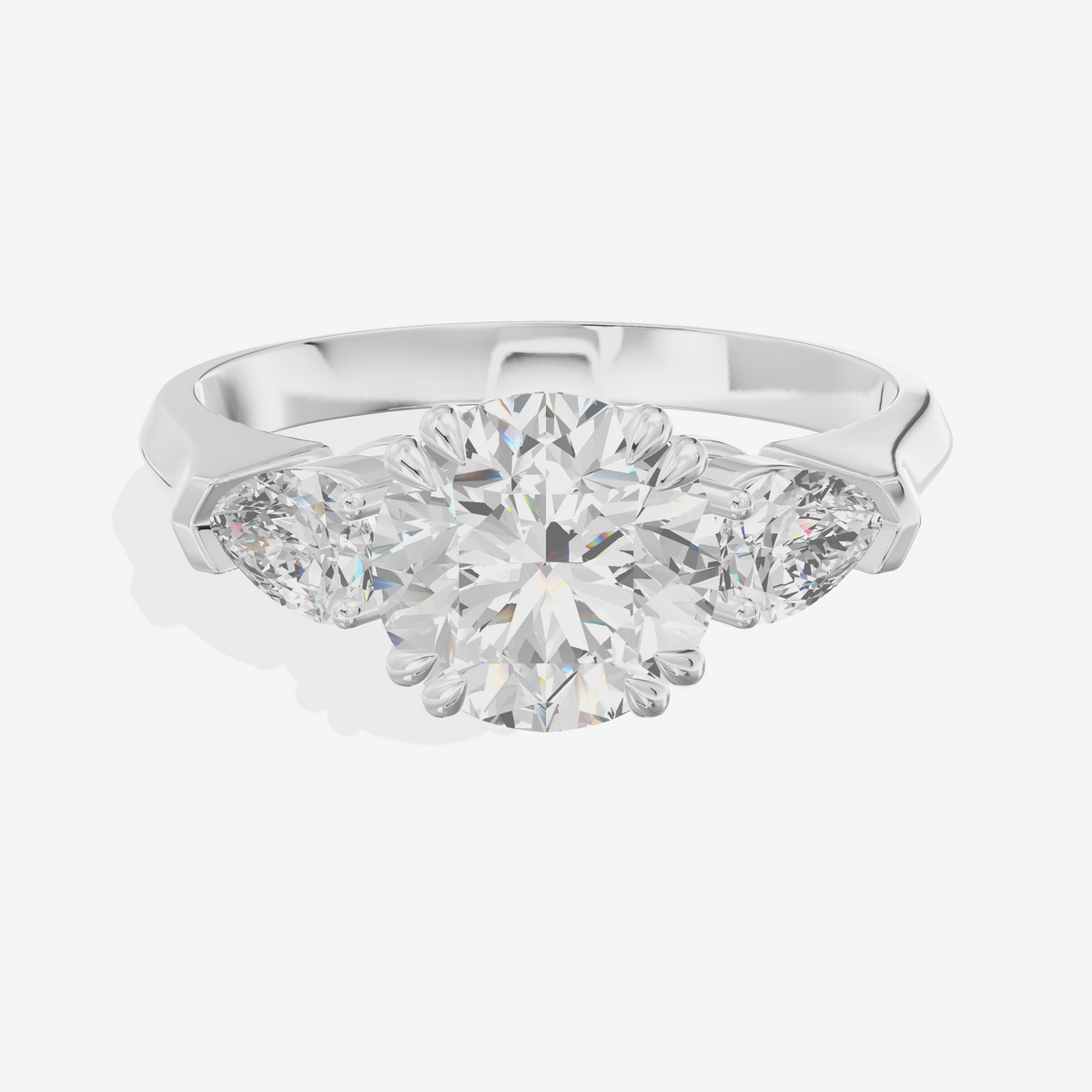 Cathedral Solitaire Round Engagement Ring (2.01 ct. tw.) in Platinum