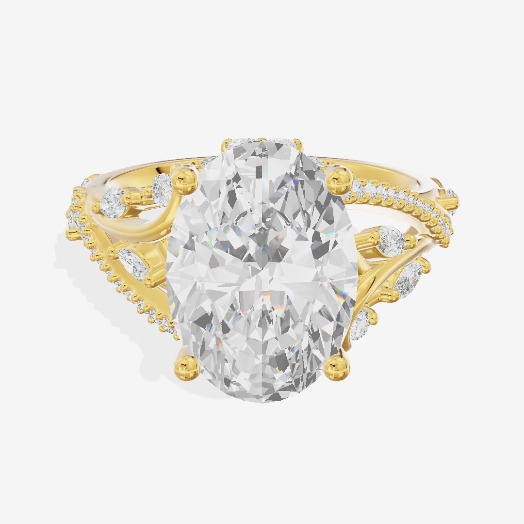 Vine Marquise Oval Engagement Ring (3.29 ct. tw.) in 18K Yellow Gold