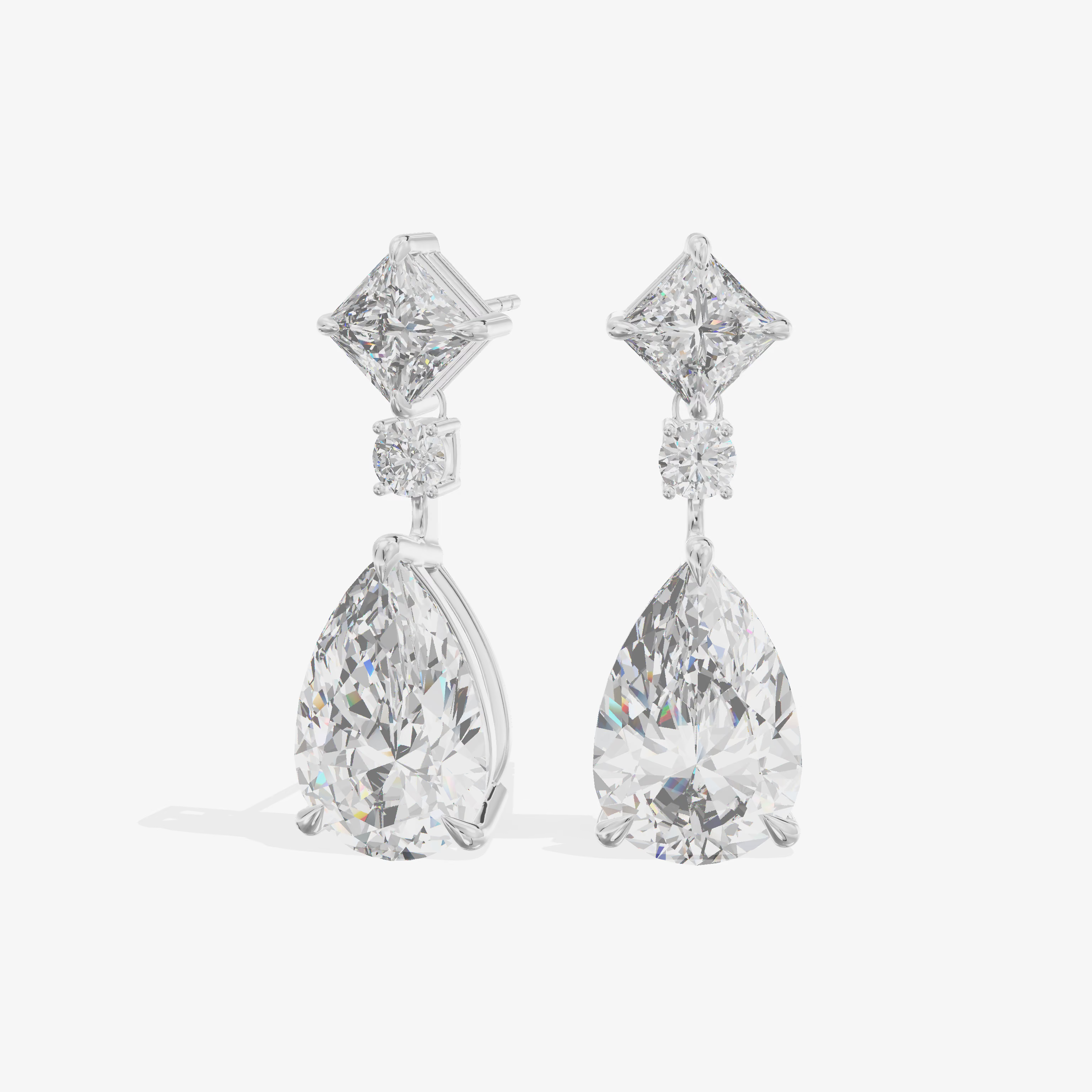 Kite and Pear Drop Earrings (3.02 ct. tw.) in 18K White Gold