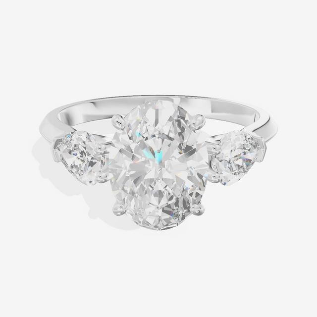 Three Stone Half Moon Oval Engagement Ring (3.1 ct. tw.) in Platinum