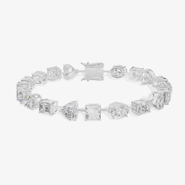 Mixed Cut Tennis Bracelet (10.4 ct. tw.) in 18K White Gold