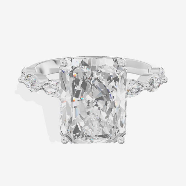 East-West Radiant Marquise Accent Engagement Ring (3 ct. tw.) in 14K White Gold