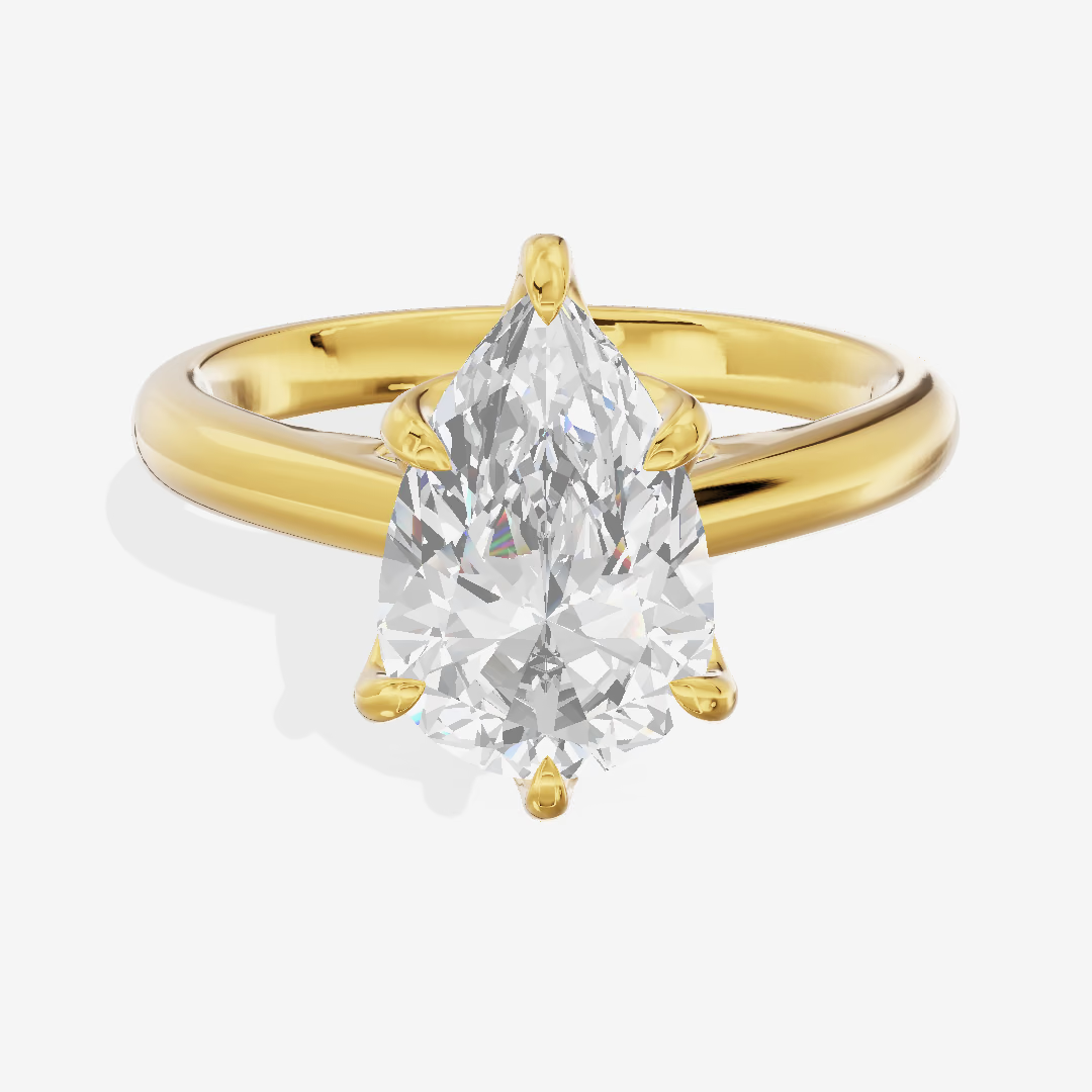 Cathedral Solitaire Pear Engagement Ring (2.89 ct.) in 14K Yellow Gold