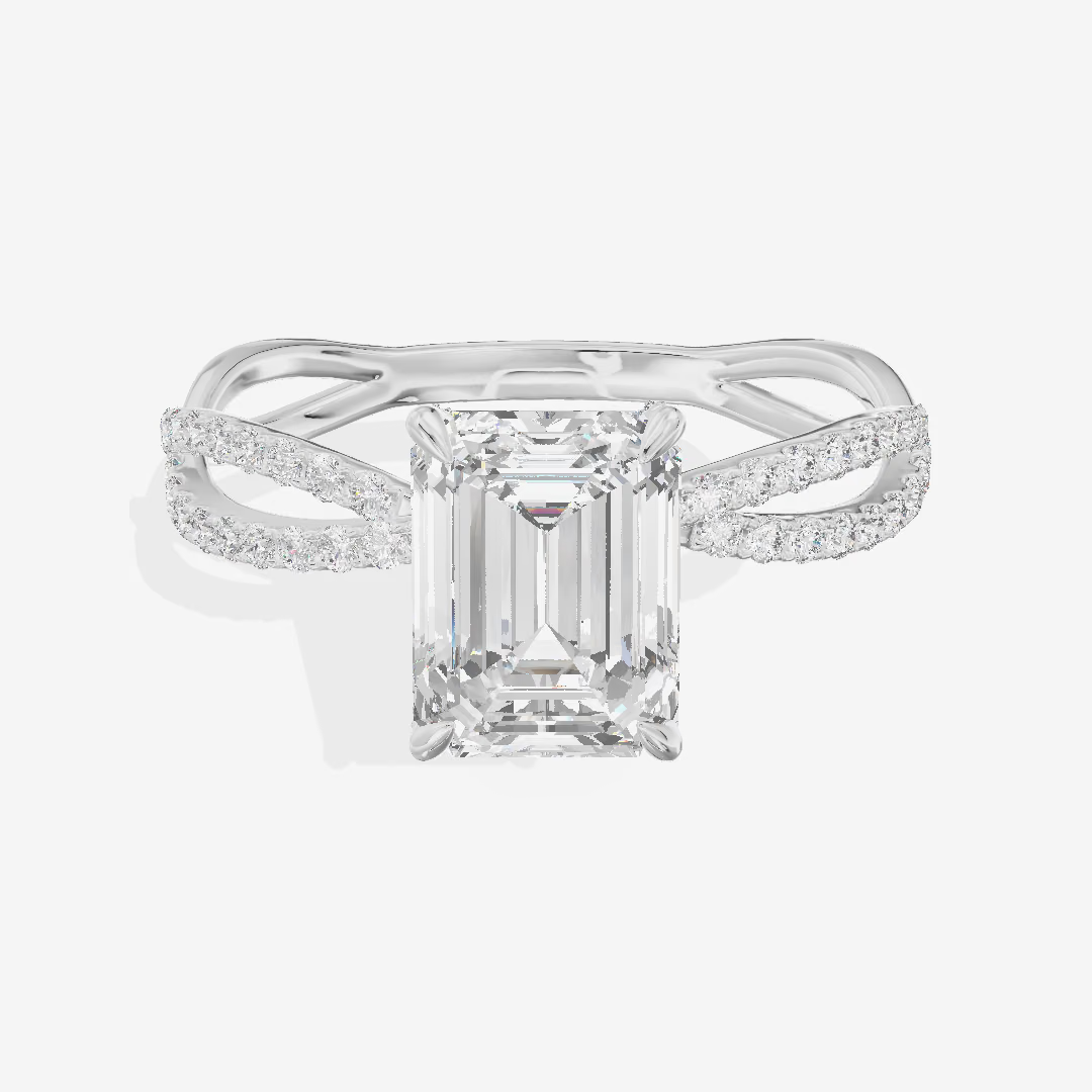 Solitaire Twist Emerald Engagement Ring (1.01 ct. tw.) in 18K White Gold