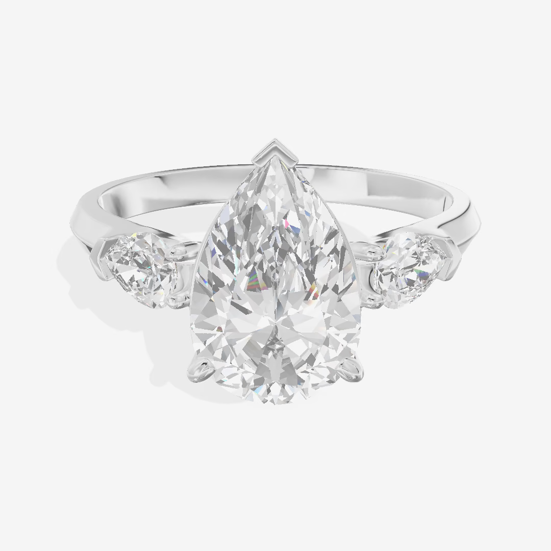 Three Stone Pear Engagement Ring (2.46 ct. tw.) in 18K White Gold