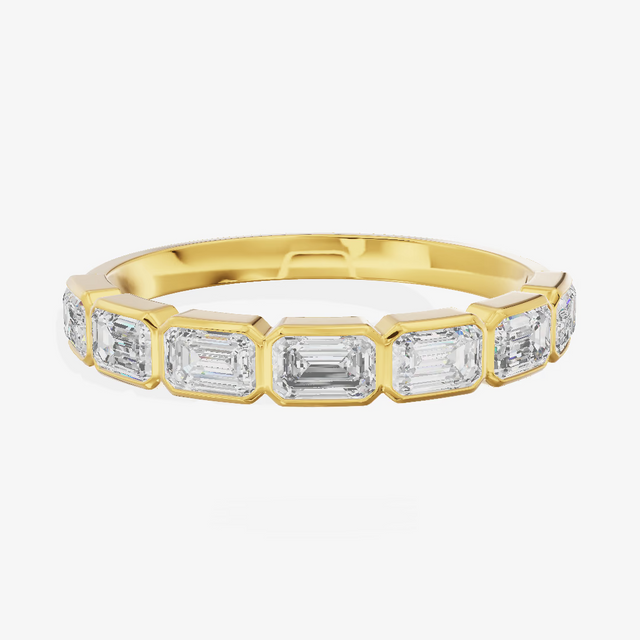Bar Set Emerald Cut Half Eternity Diamond Band (2/3 ct. tw.) in 14K Yellow Gold
