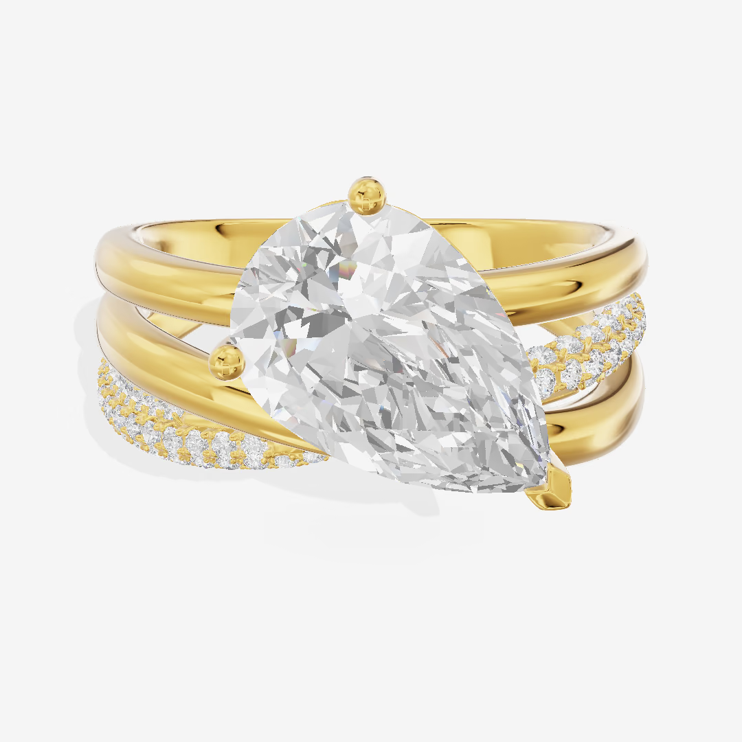 East-West Pear Split Shank Engagement Ring (3.1 ct. tw.) in 18K Yellow Gold