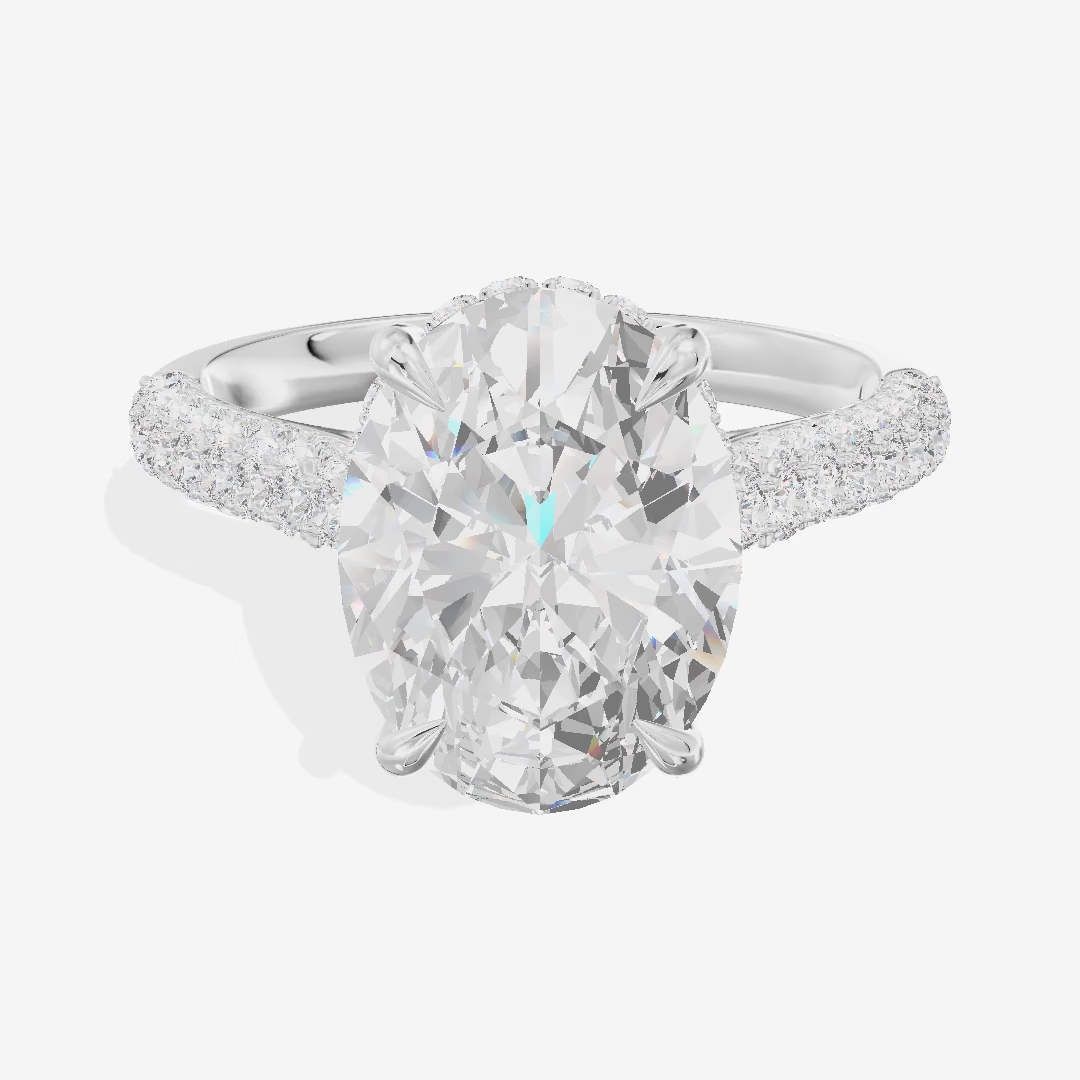Hidden Halo Split Shank Oval Engagement Ring (2.01 ct. tw.) in Platinum