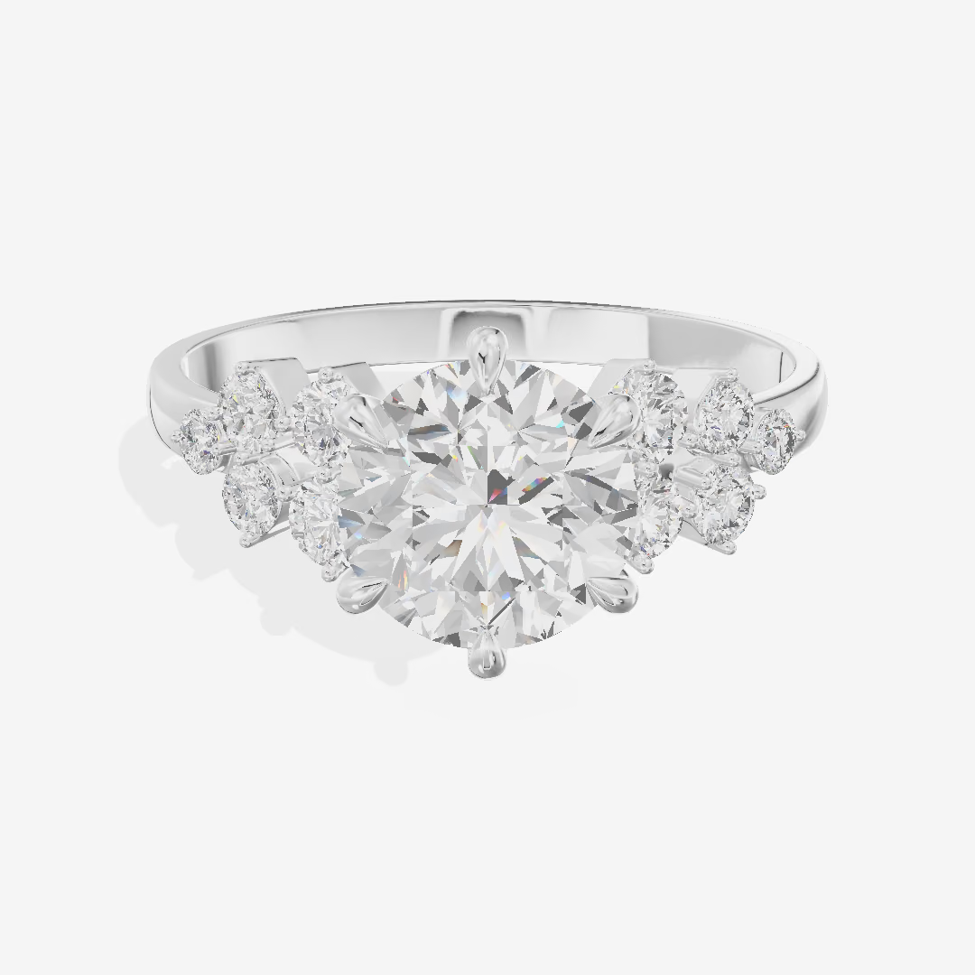 Round Solitaire with Shoulder Accents Engagement Ring (1.04 ct. tw.) in 18K White Gold
