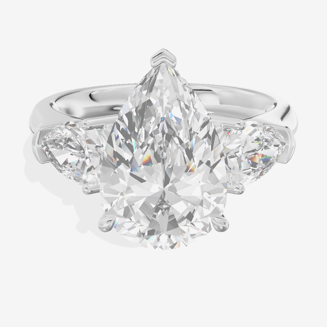 Three Stone Pear Engagement Ring (2.05 ct. tw.) in 18K White Gold
