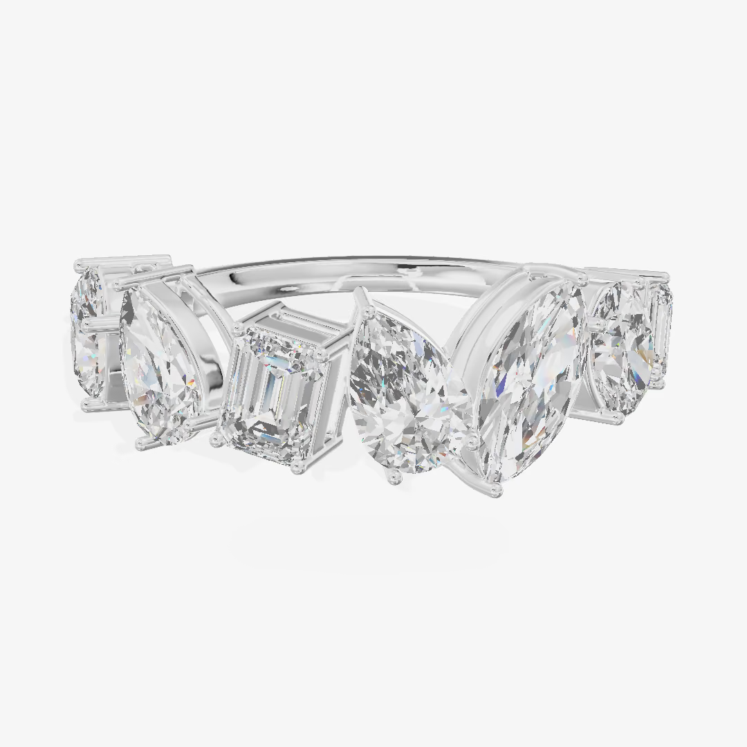 Mixed Cut Cluster Diamond Band (2.17 ct. tw.) in 18K White Gold