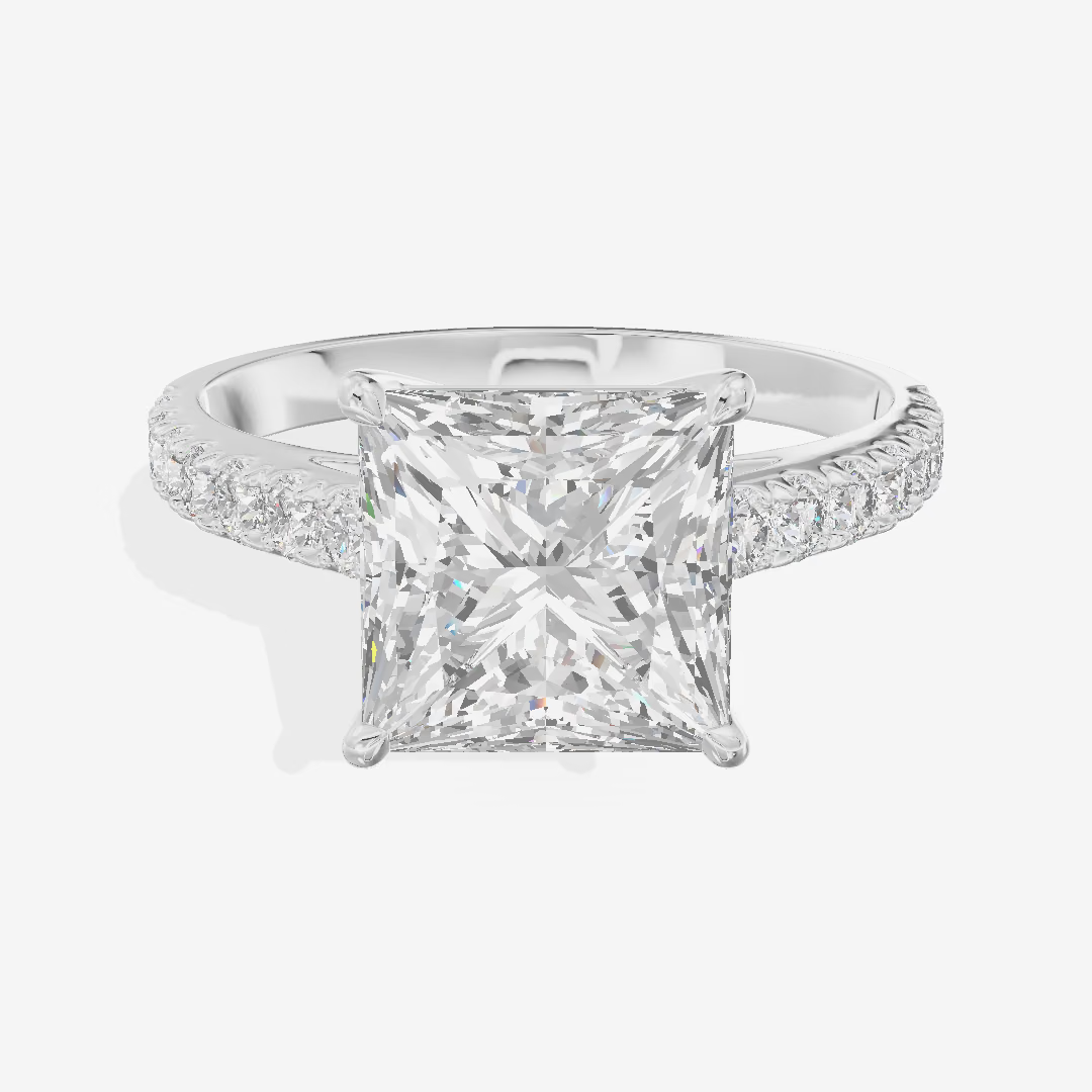 Cathedral Pavé Princess Engagement Ring (3.15 ct. tw.) in 18K White Gold