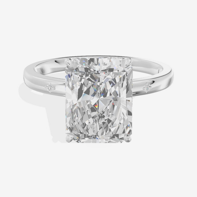 Low Profile Radiant Solitaire Engagement Ring (5.08 ct.) in 18K White Gold