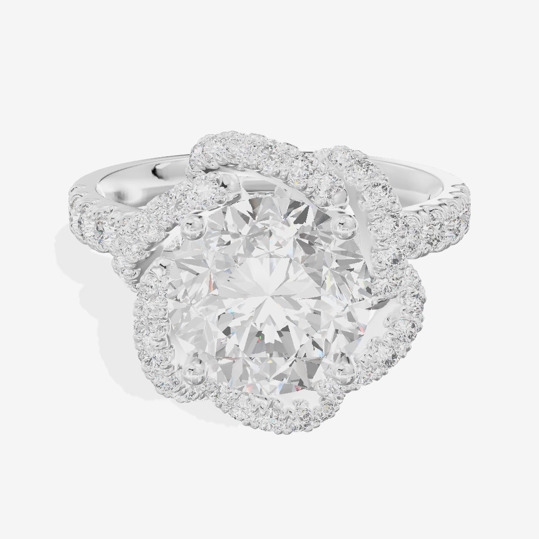 Vintage Halo Round Engagement Ring (1 ct. tw.) in 18K White Gold