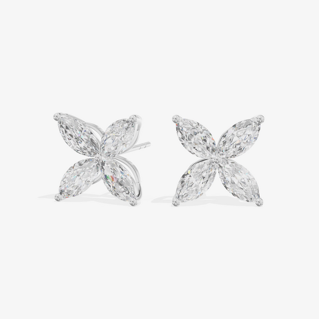 Four Marquise Cluster Stud Earrings (2/3 ct. tw.) in 18K White Gold