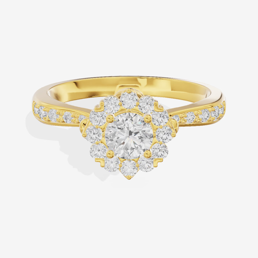 Vintage Lotus Halo Round Engagement Ring (1/2 ct. tw.) in Platinum