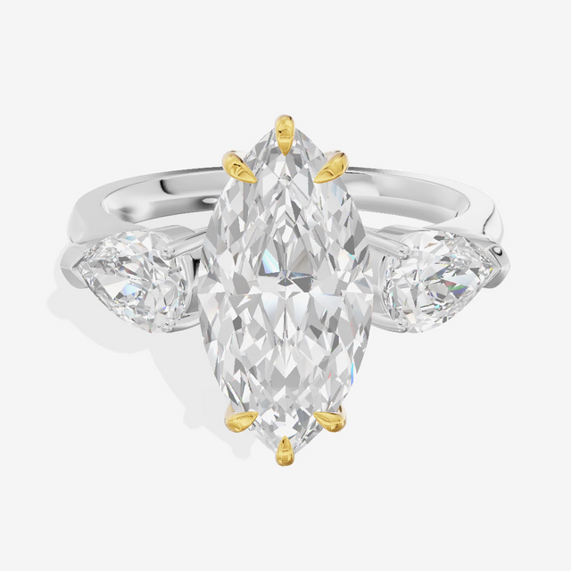 Three Stone Marquise Engagement Ring