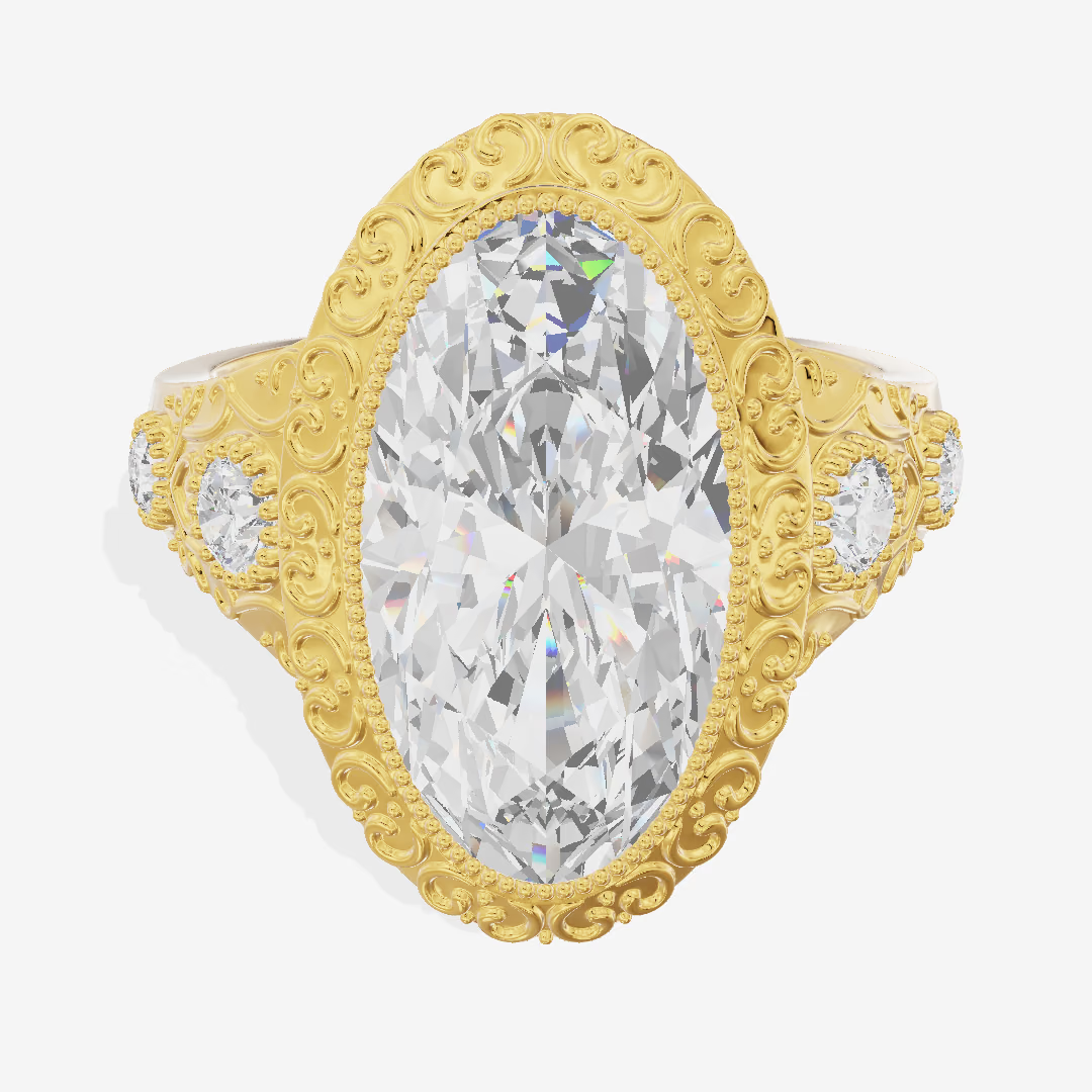 Halo Oval Engagement Ring (3.01 ct. tw.) in 18K Yellow Gold