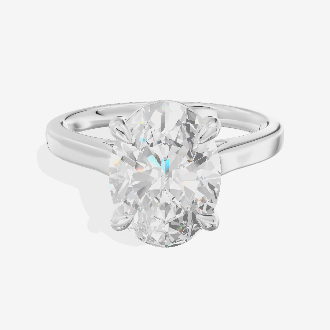 Split Shank Oval Solitaire Engagement Ring (2.09 ct.) in 18K White Gold