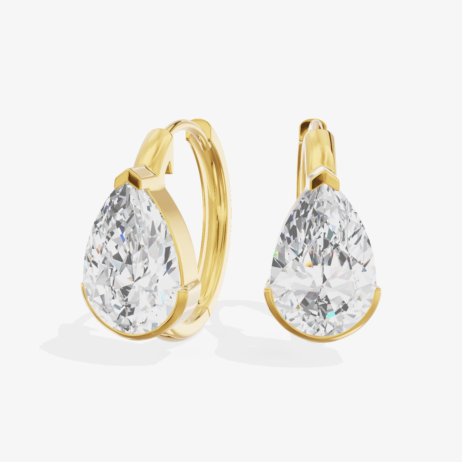 Pear Drop Huggie Hoop Earrings (1.03 ct.) in 18K White Gold