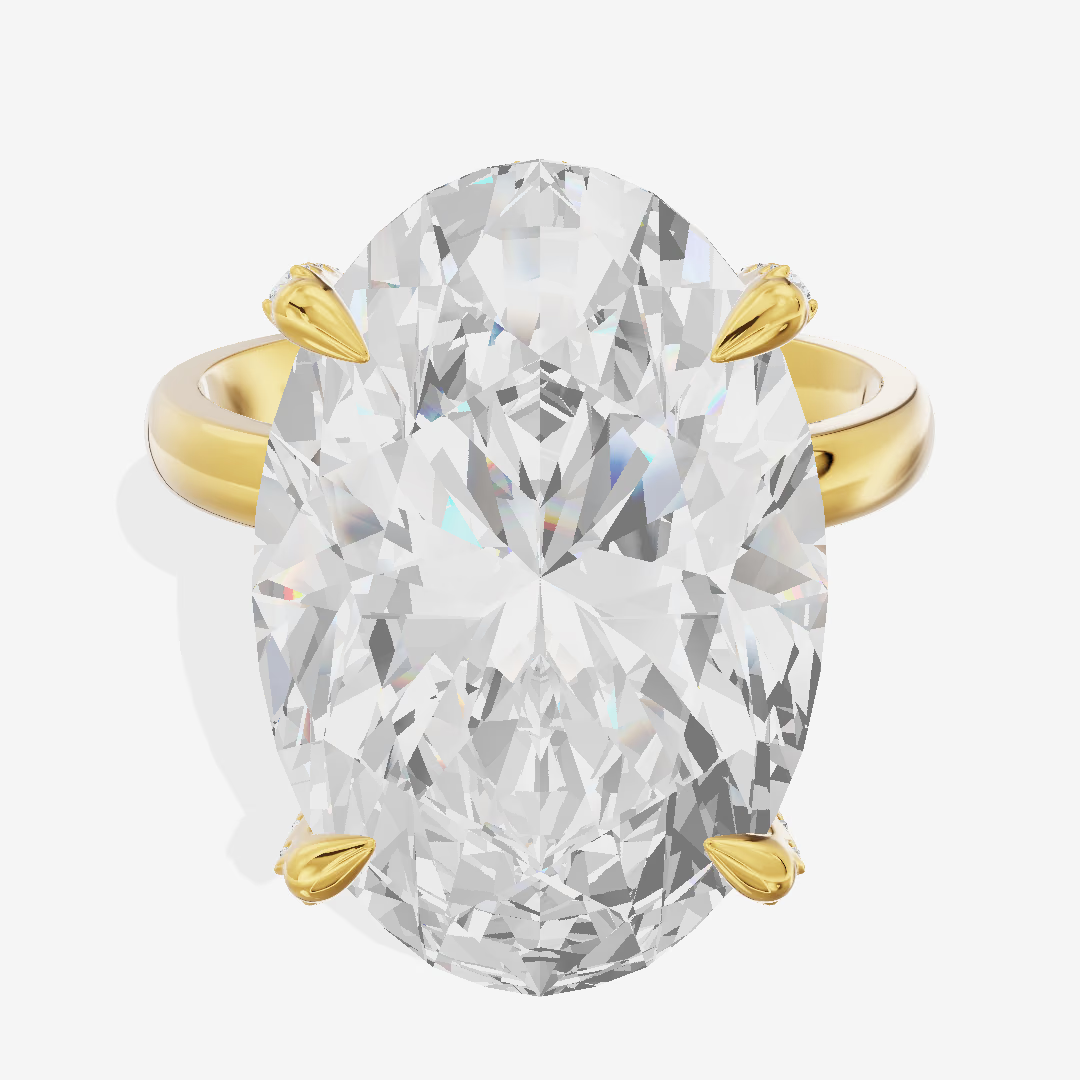 Hidden Halo Oval Engagement Ring (13.14 ct. tw.) in 18K Yellow Gold
