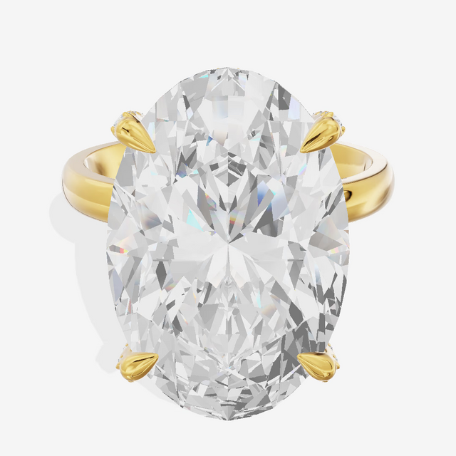 Hidden Halo Oval Engagement Ring (13.14 ct. tw.) in 18K Yellow Gold