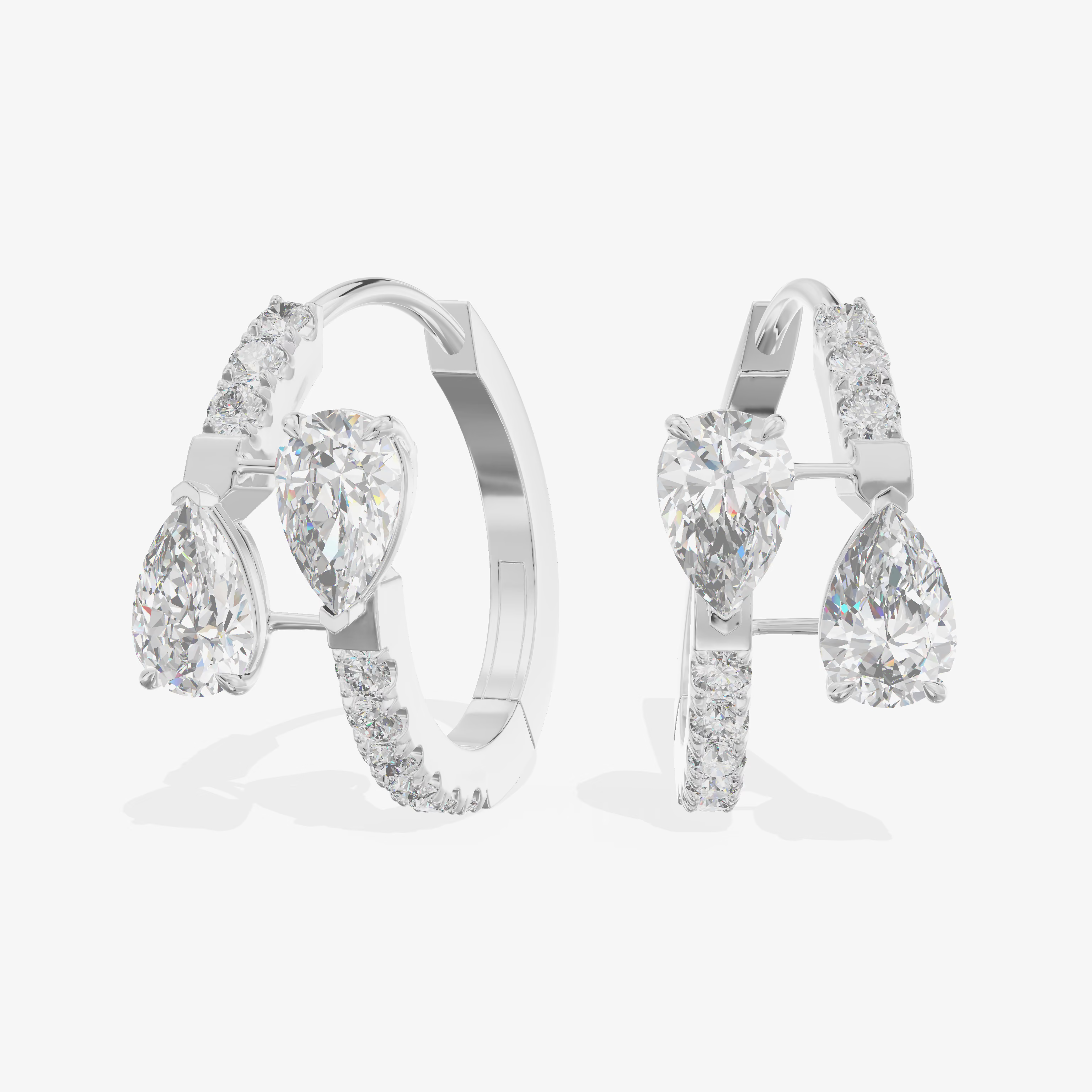 Pavé Hoop with Pear Drop Earrings (1.9 ct. tw.) in 18K White Gold