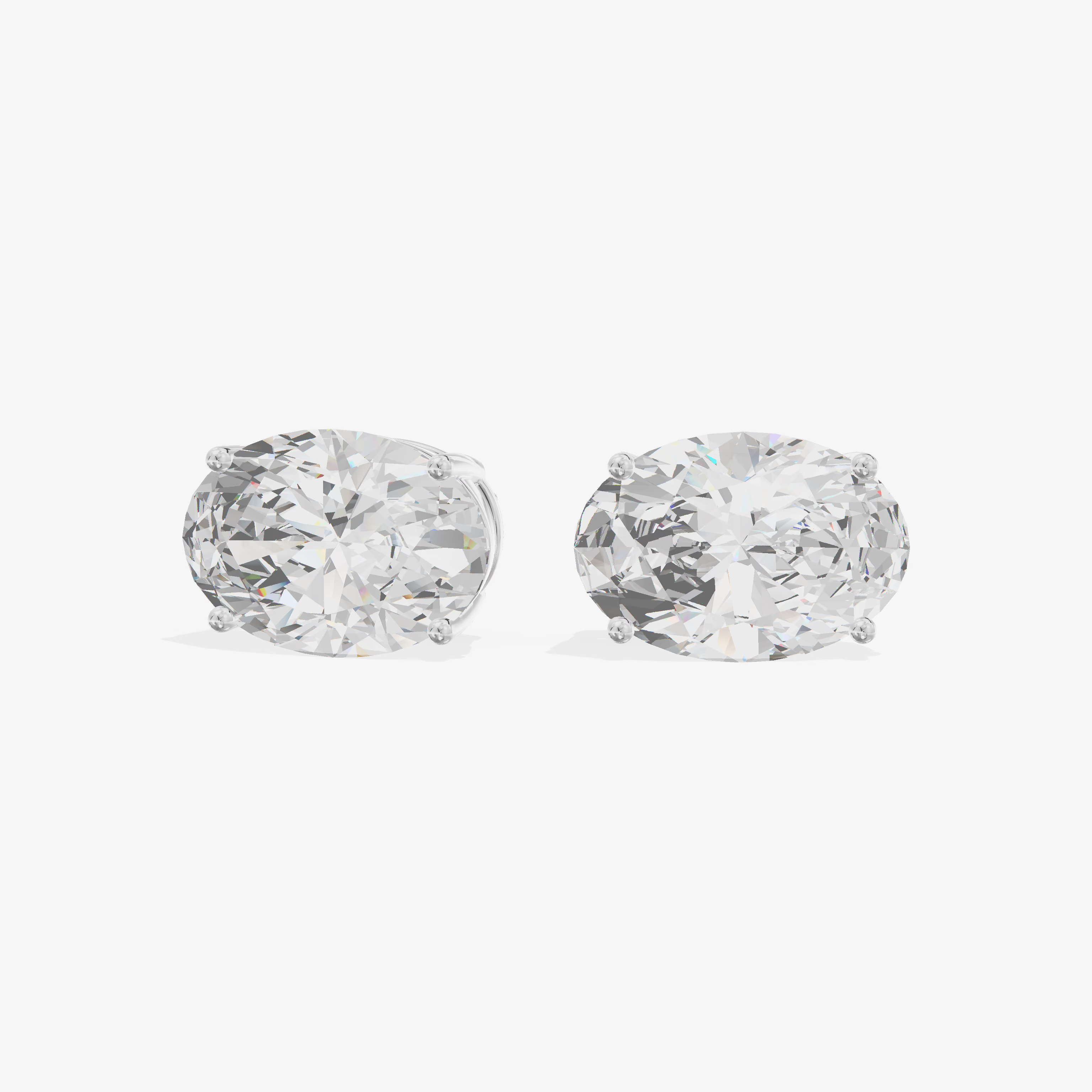 Oval Solitaire Stud Earrings (3.03 ct. tw.) in 18K White Gold
