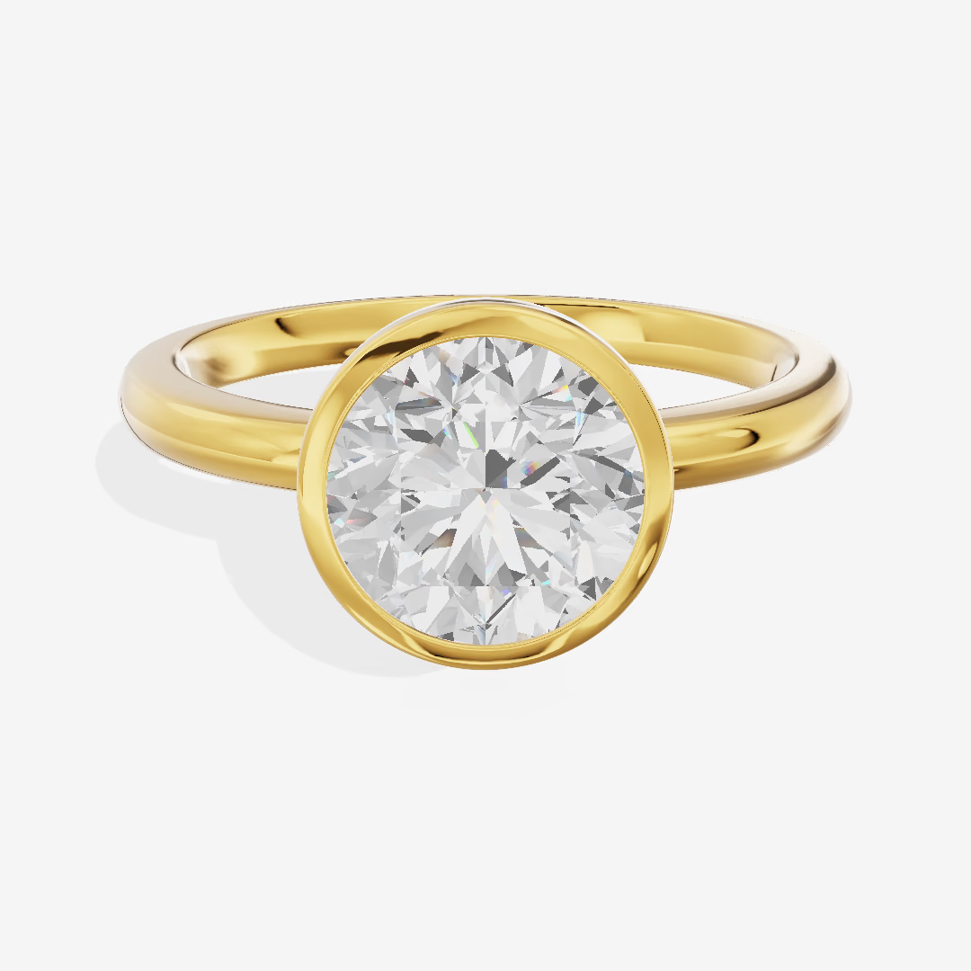Bezel Solitaire Round Engagement Ring (1.03 ct.) in 18K Yellow Gold