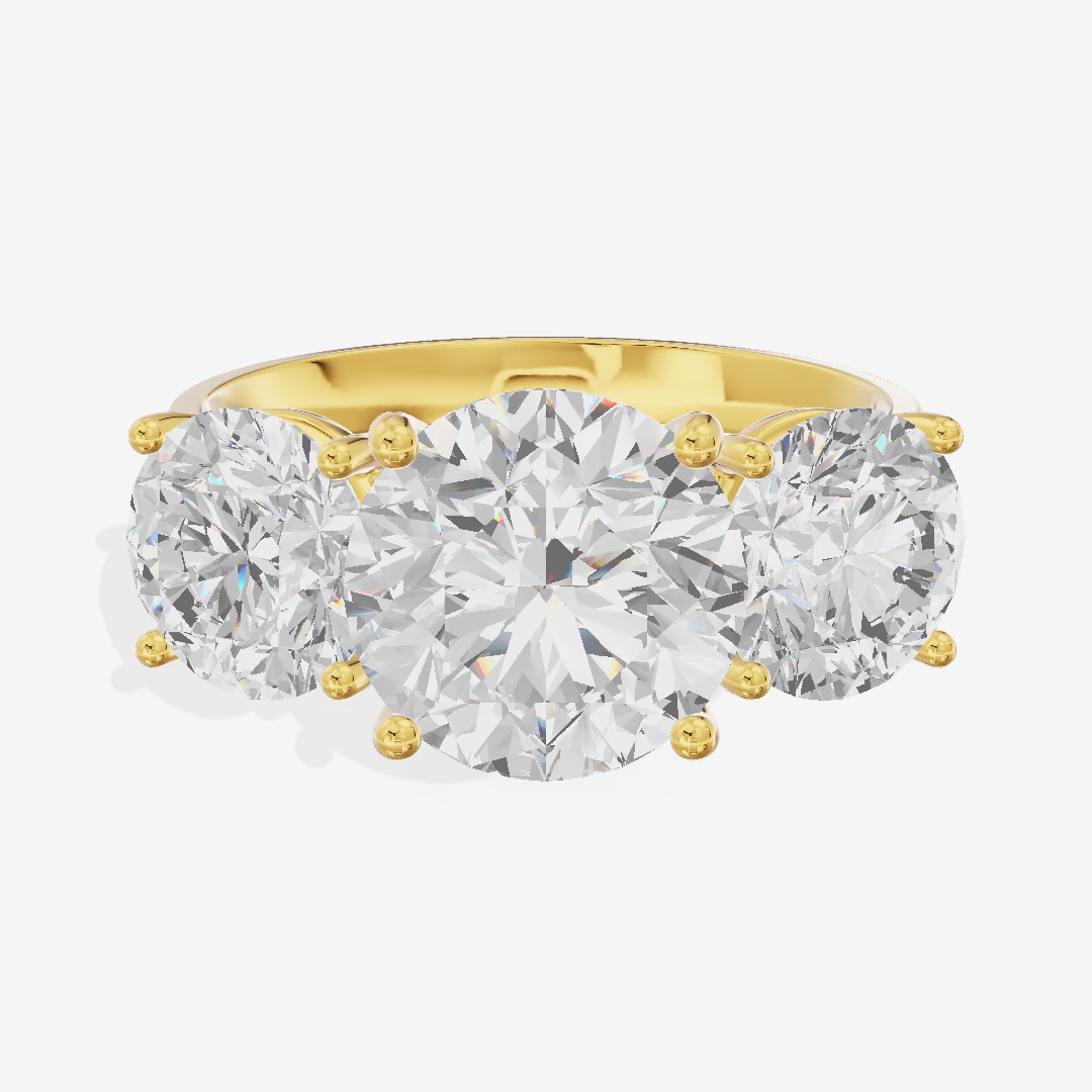 Three Stone Oval Accent Round Engagement Ring (2.07 ct. tw.) in 18K Yellow Gold