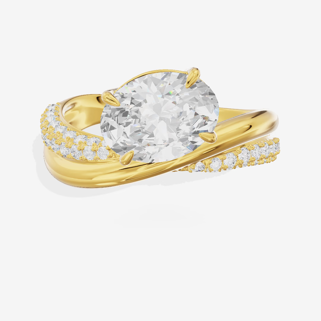 East-West Oval Twist Bypass Engagement Ring (3.43 ct. tw.) in 18K Yellow Gold