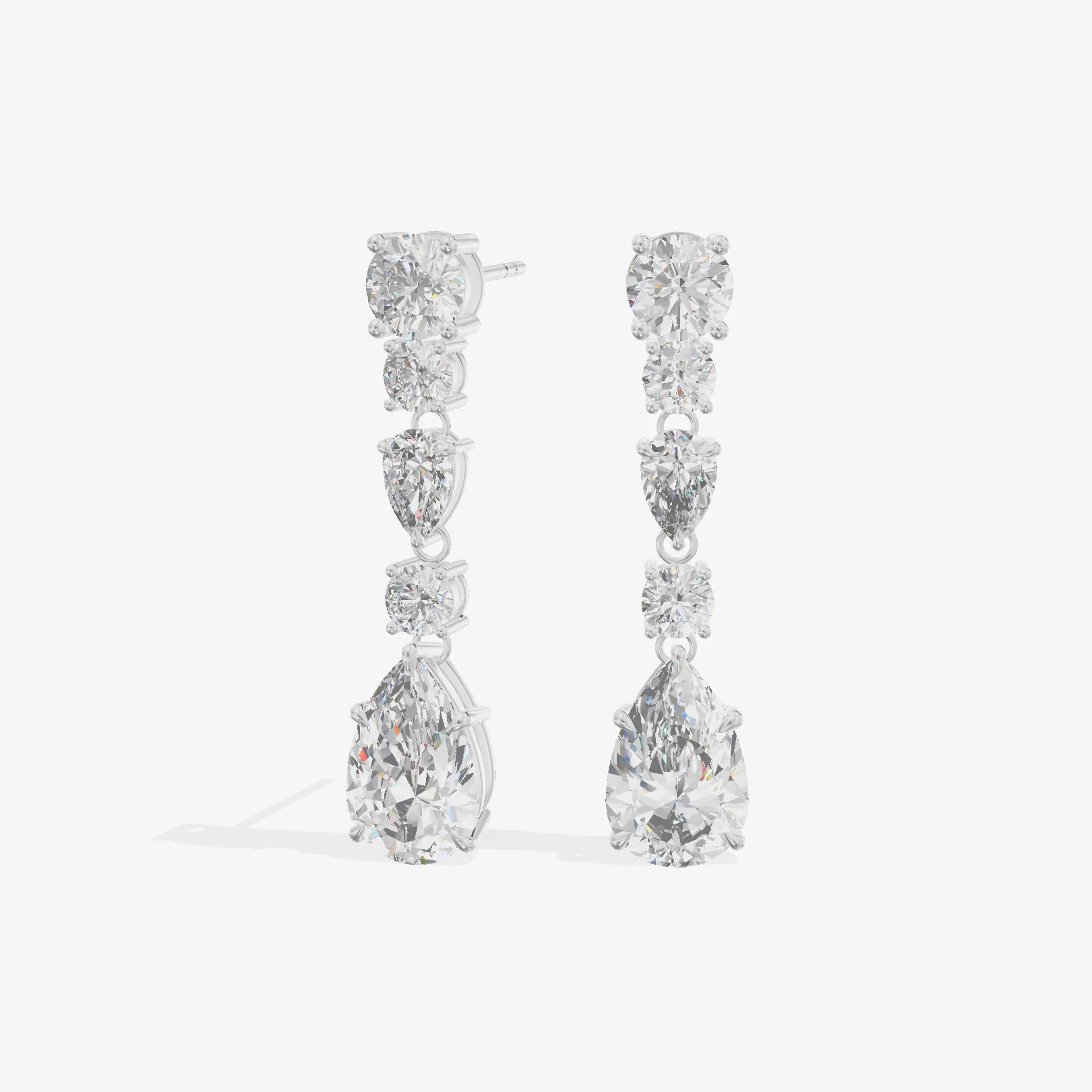 Graduated Pear Linear Drop Earrings (1.59 ct. tw.) in 18K White Gold