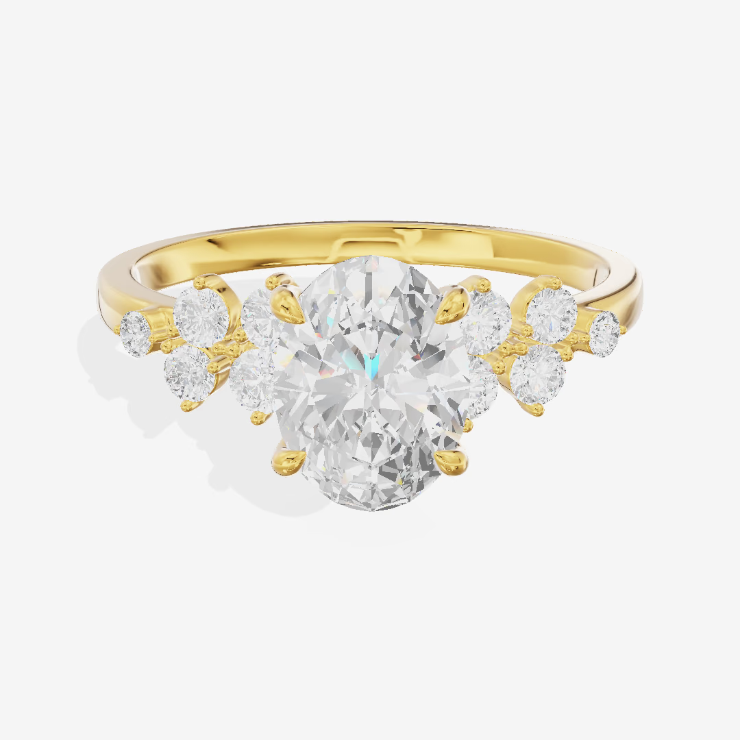 Cluster Oval Engagement Ring (1.09 ct. tw.) in 18K Yellow Gold