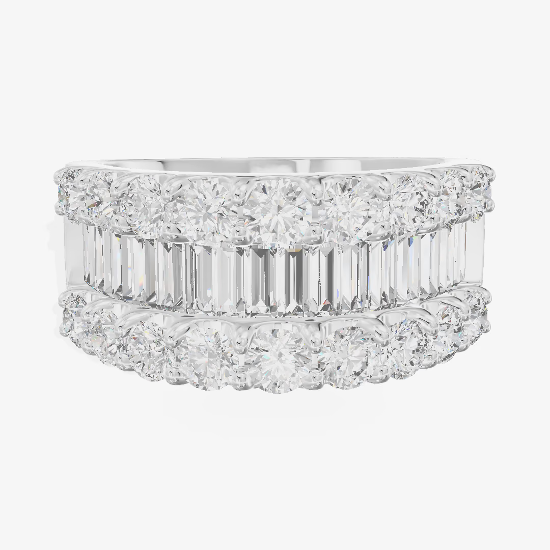 Three Row Baguette Diamond Band (2.48 ct. tw.) in 18K White Gold