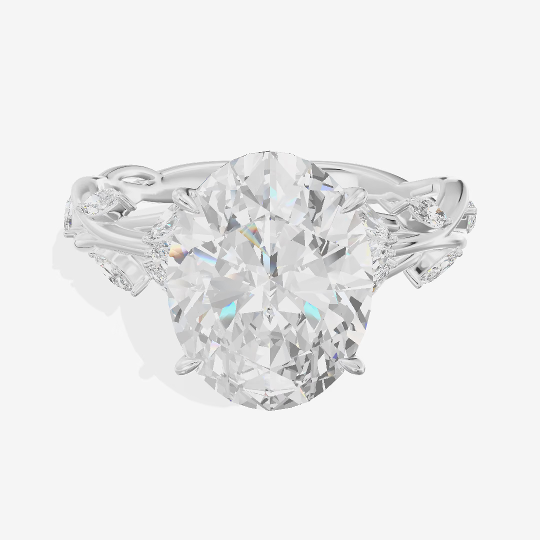 Vine Marquise Oval Engagement Ring (3.08 ct. tw.) in 14K White Gold