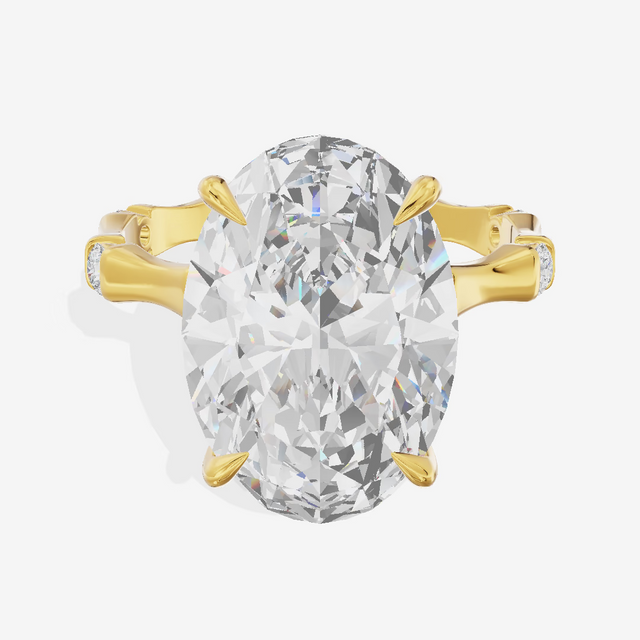 Bamboo Band Oval Solitaire Engagement Ring (5.13 ct. tw.) in 18K Yellow Gold