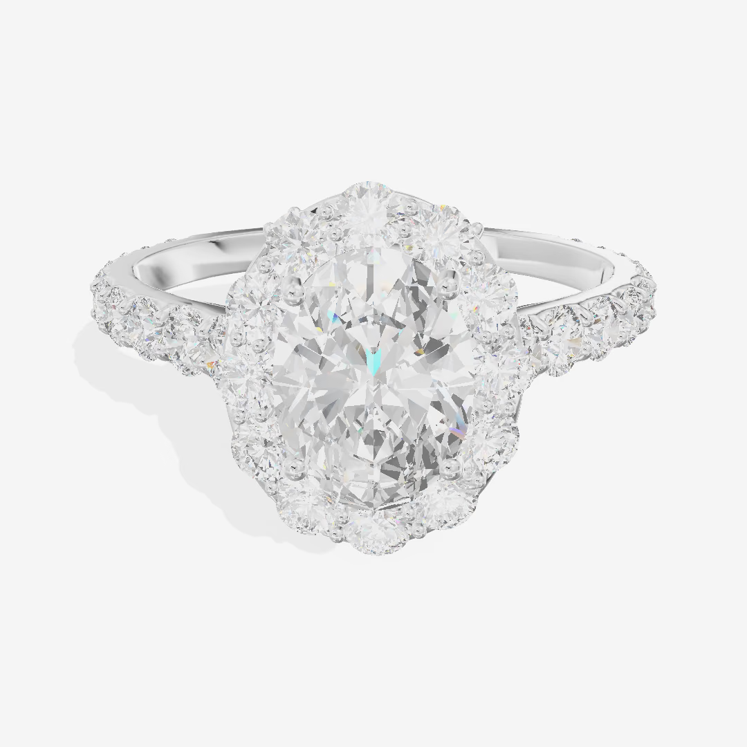 Halo Pavé Oval Engagement Ring (2.02 ct. tw.) in Platinum